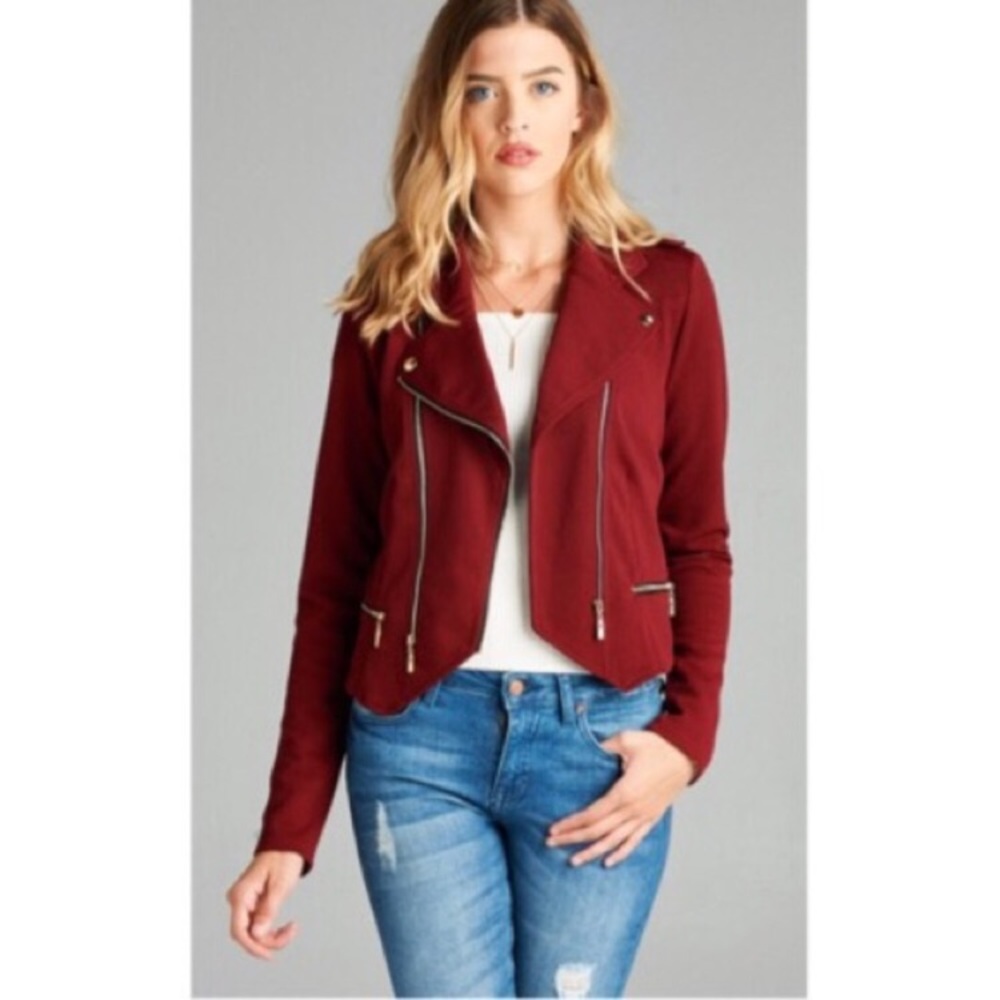 LAST: Small Wine Moto Jacket - Picture 3 of 6